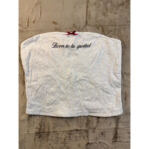 Y2K Garage Heather Grey Born To Be Spoiled Tube Top Coquette Feminine Girly Cute
